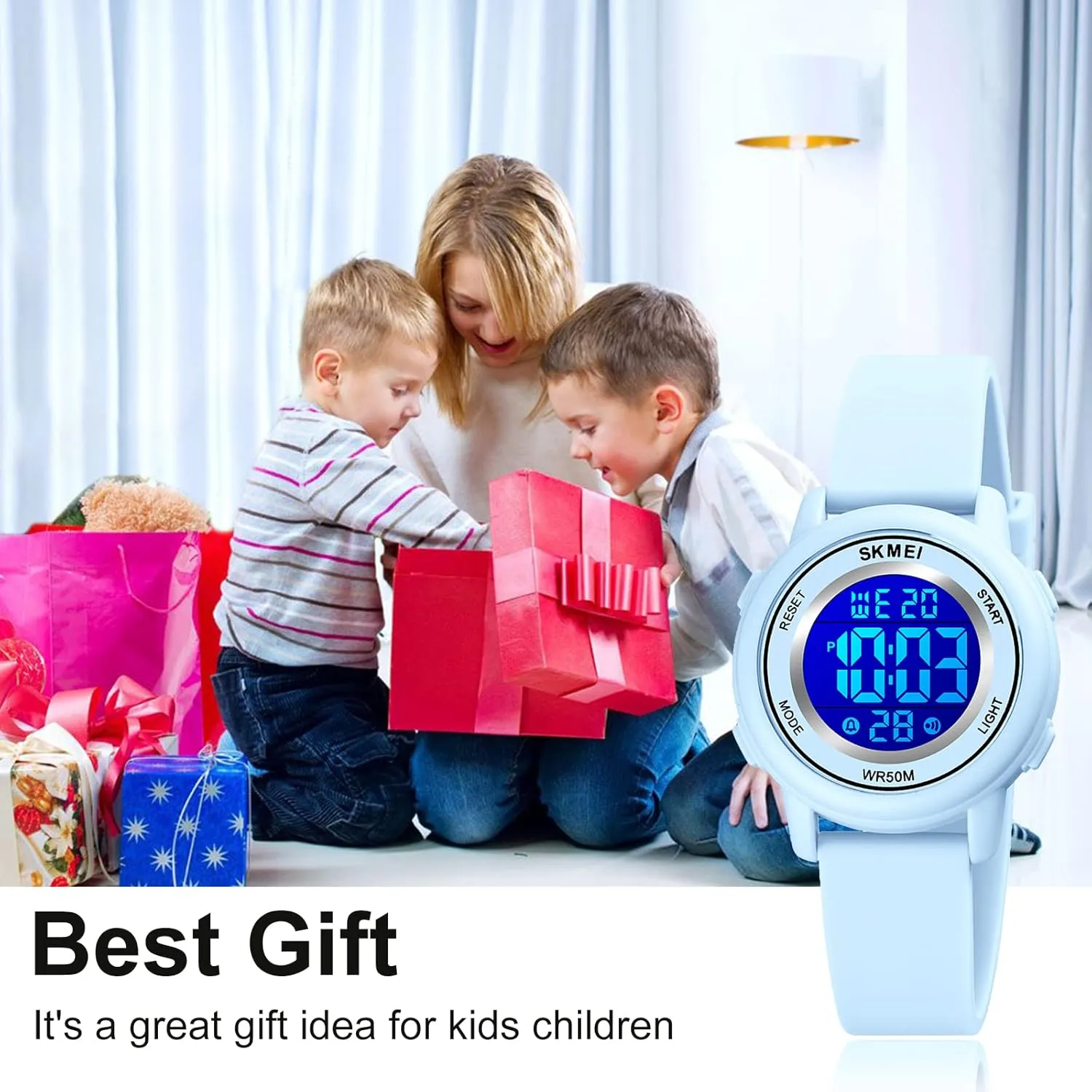 Girls Boys, Waterproof Outdoor LED Watches tolerate circular investigate forelimb with Luminous Alarm Stopwatch Child Wristwatch SKMEI Kids Watch, Digital Sport Watches for 