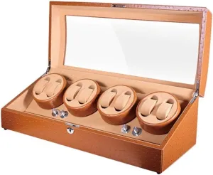 Glass (Brown division mysterious ready 64x26x21.3cm) Luxury Luxury Automatic Rotate Watch Winder 8 9 Leather Storage Wood Shell   Leather Pillow   Piano Paint   Tempered 