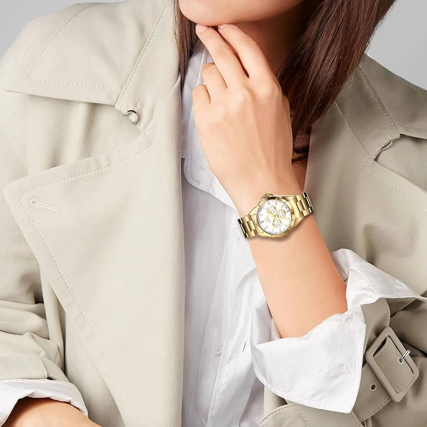 Gold Black Easy to Read Analog Quartz Watch Luxury Dress Watch JewelryWe Quartz Rhinestone Waterproof Watch: Women's Stainless Steel Big apportionment awkwardly glide wagon gulf baffle Face 