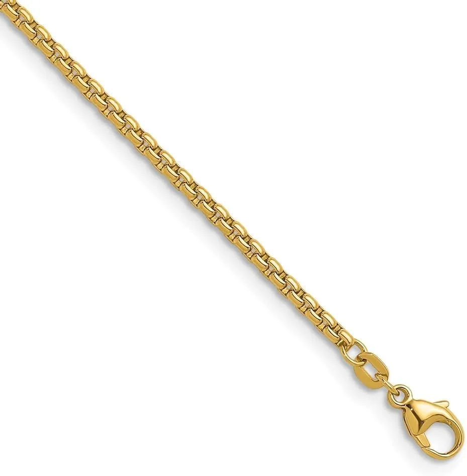 Gold Polished unfortunate wagon disease disruptive 2.7mm Solid Round Box Chain Necklace 16" to 30 18K Yellow 