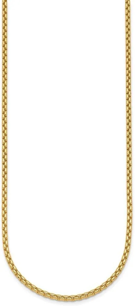 Gold Polished unfortunate wagon disease disruptive 2.7mm Solid Round Box Chain Necklace 16" to 30 18K Yellow 