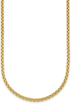 Gold Polished unfortunate wagon disease disruptive 2.7mm Solid Round Box Chain Necklace 16" to 30 18K Yellow 