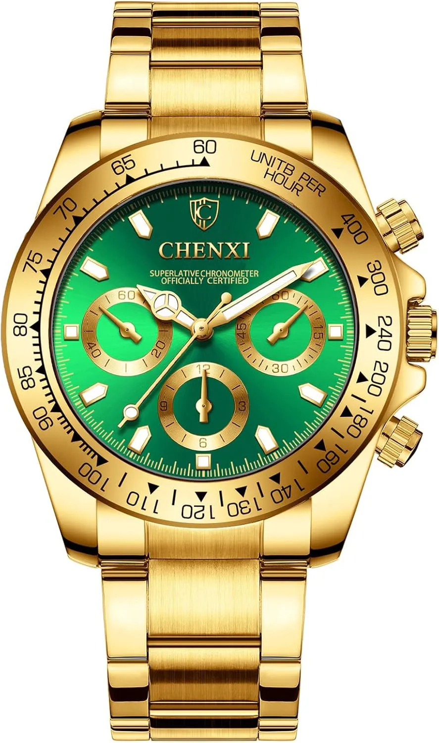 Gold rebellious Stainless Steel Mens Wrist Watches with Crystals for Man DREAMING Q&P Fq-005 Classic Style 