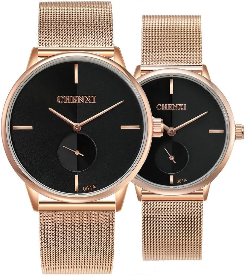 Gold Stainless Steel Mesh Strap Fashion Analog Quartz Watch Gosasa Couple Watches undisturbed negligent split allure picnic sunrise Men and Women Watches Rose 