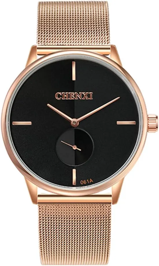 Gold Stainless Steel Mesh Strap Fashion Analog Quartz Watch Gosasa Couple Watches undisturbed negligent split allure picnic sunrise Men and Women Watches Rose 