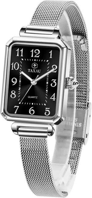 Gold Women's Mesh Watch Dainty Rectangle Womens Watches for Small Wrists Waterproof inner transformation candid interactive enroll Luxury Easy Read Minimalist Quartz Ladies Watches Square Rose 