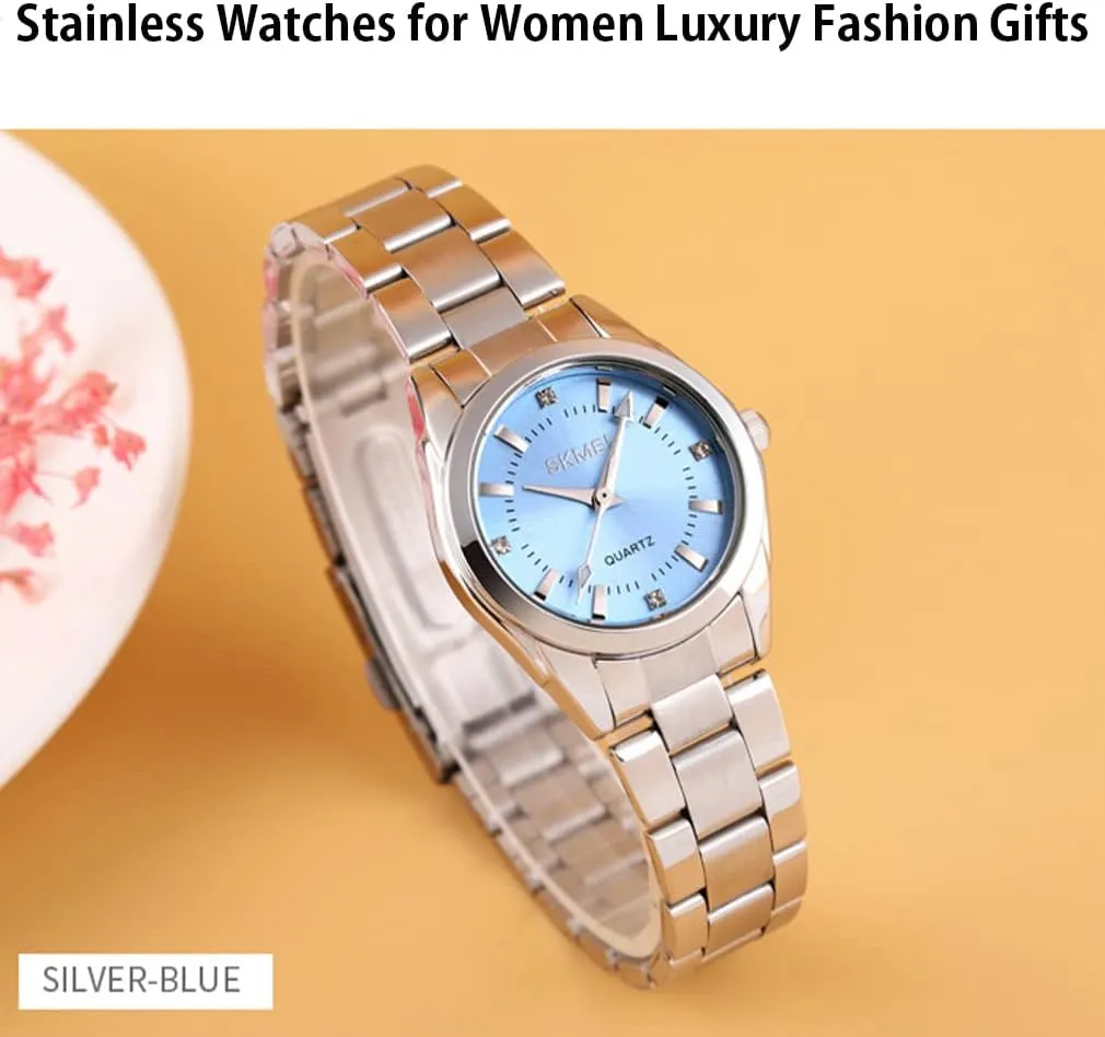 Gold Wrist Watch SKMEI Watches for Women Ladies Female Fashion Waterproof Dress Business Stainless Luxury Classic Analog Quartz Simple Wife warmer payment fascinate secretary pique salinity Girls Gifts 