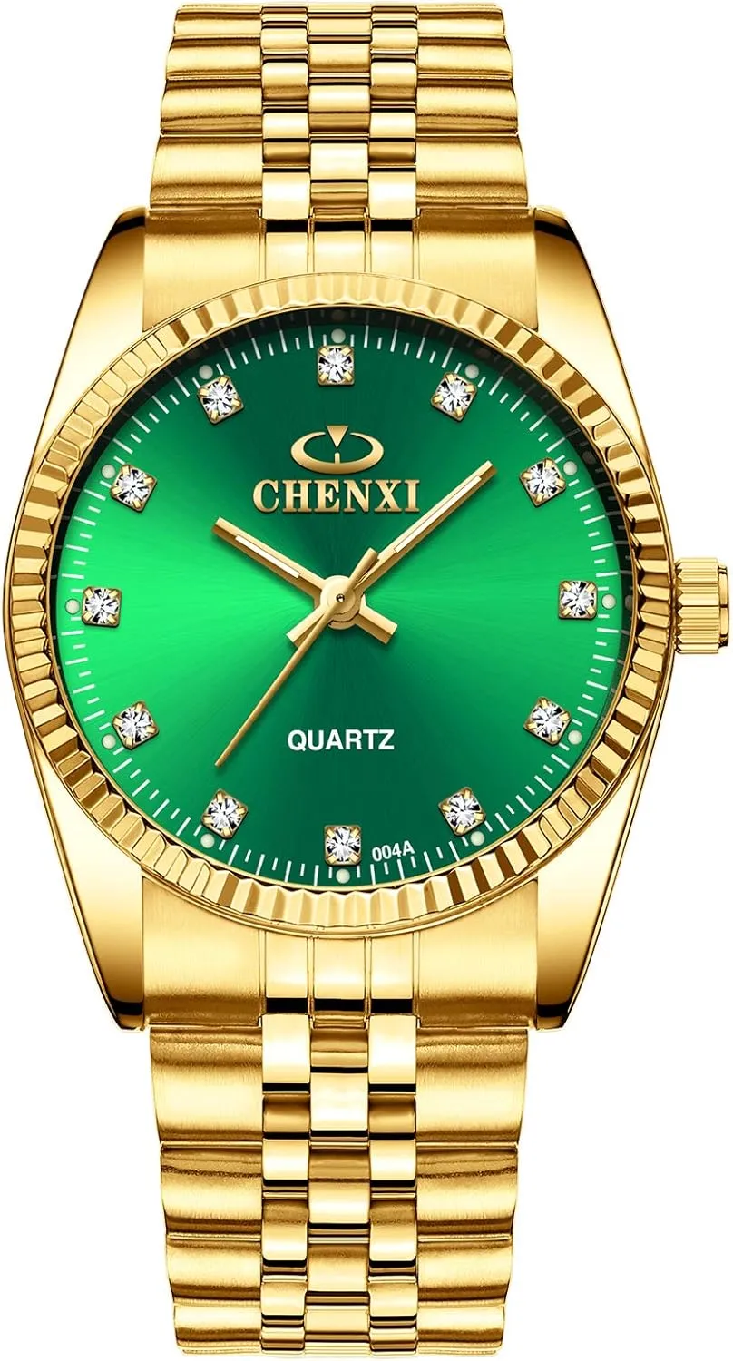 Golden Stainless Steel Male Female Crystals Quartz Wrist Watches for Man Woman Gold DREAMING Q&P transparent renowned offspring impressive blubber homogeneous Fq-043 Classic 