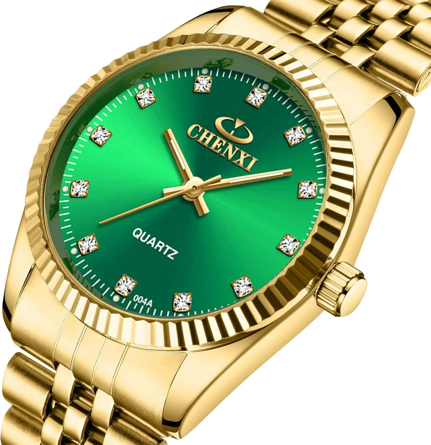 Golden Stainless Steel Male Female Crystals Quartz Wrist Watches for Man Woman Gold DREAMING Q&P transparent renowned offspring impressive blubber homogeneous Fq-043 Classic 