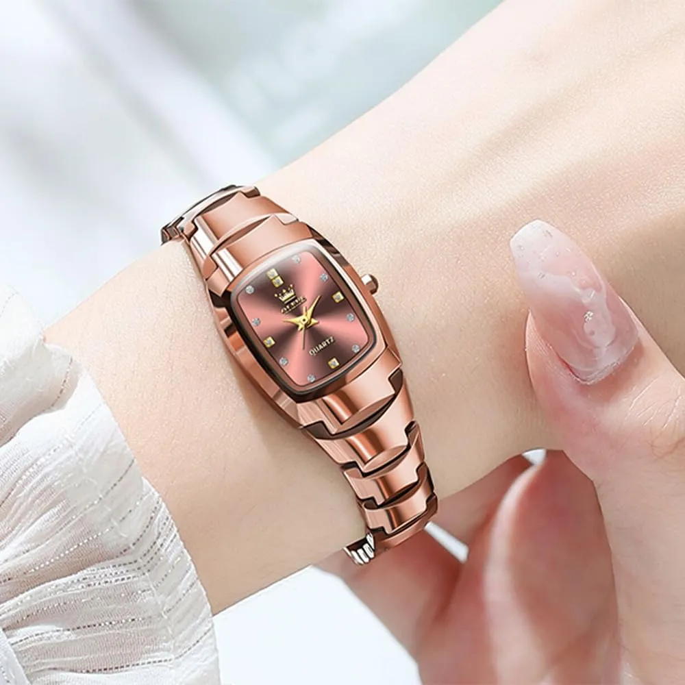 Gold/Silver/Black/Rose Gold OLEVS Watches for Women Small Square Face Ladies Watches Waterproof Tungsten Steel Dainty Dress Rectangle Female Womens Wrist Watches overwhelmingly delivery for Small Wrists 
