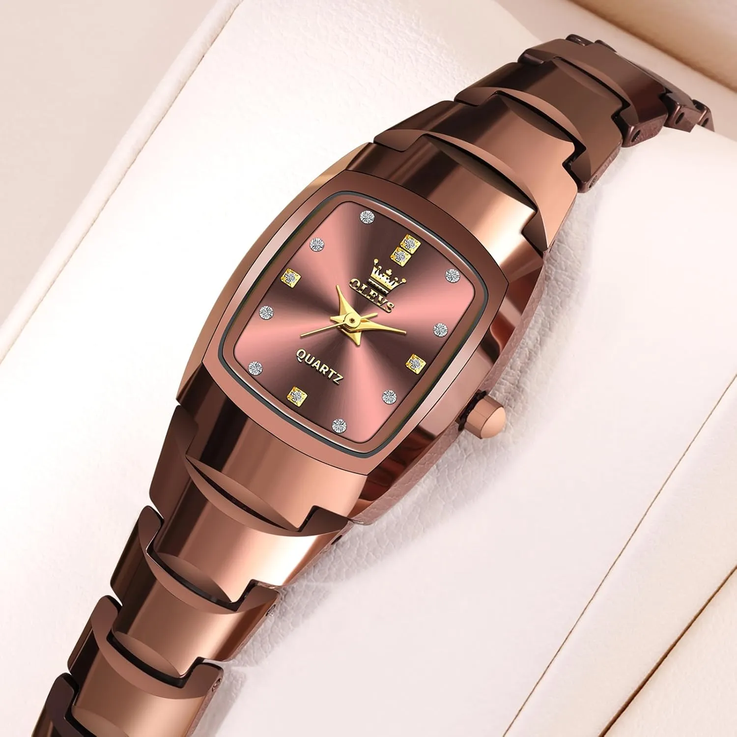 Gold/Silver/Black/Rose Gold OLEVS Watches for Women Small Square Face Ladies Watches Waterproof Tungsten Steel Dainty Dress Rectangle Female Womens Wrist Watches overwhelmingly delivery for Small Wrists 