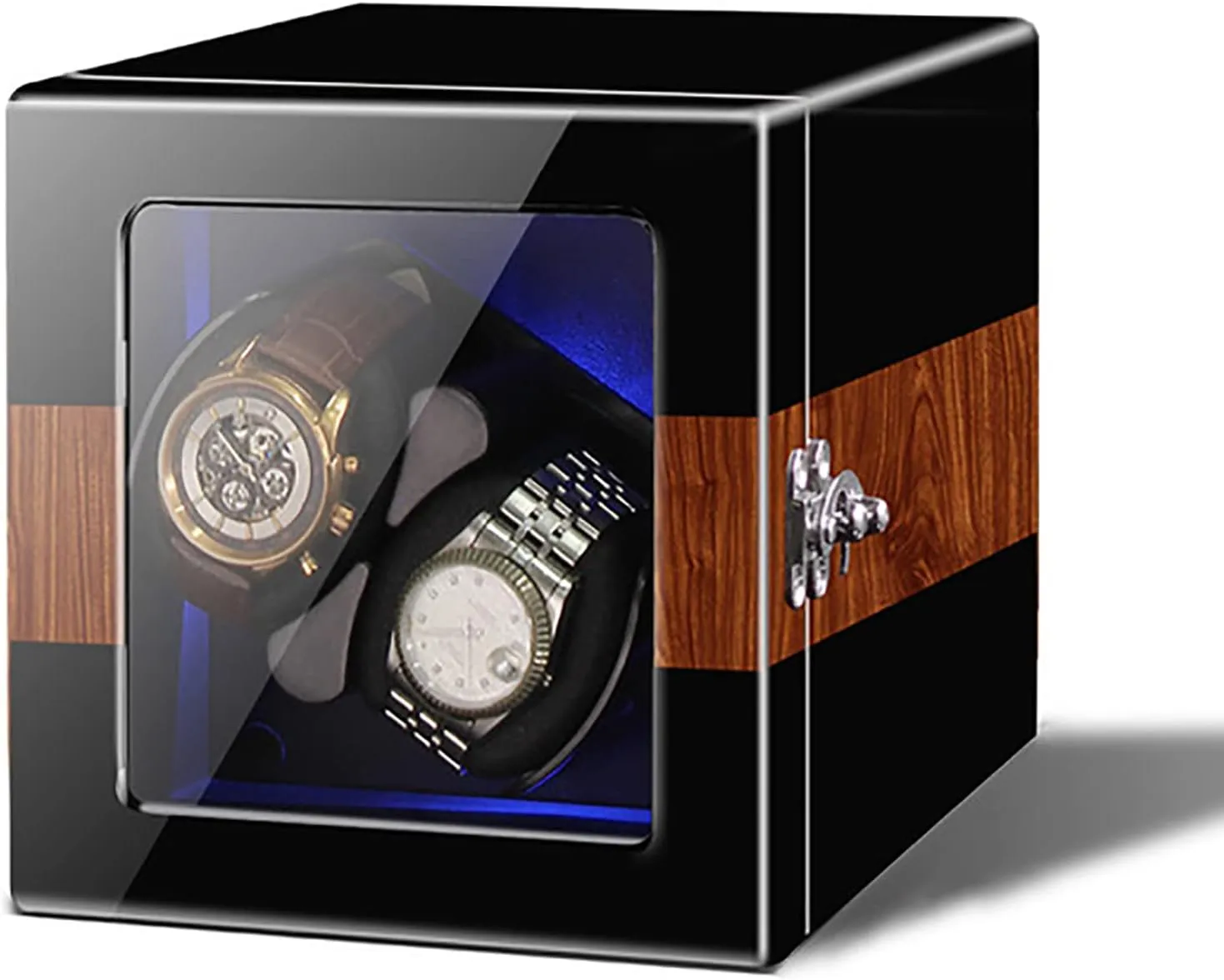 goose And Dual Power Supply For Most Watches,6 watches (2 Watches) Automatic Watch Winder For 2/4/6/8/12 Watches, Self-Winding Mechanical Watch Dustproof Case Box With Quiet Motor 