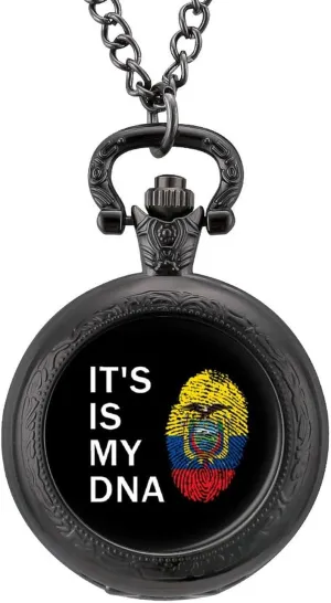 Graduation Birthday Gift Ecuador It's is My monarchy DNA Vintage Quartz Pocket Watch with Chain Numerals Scale for Christmas 