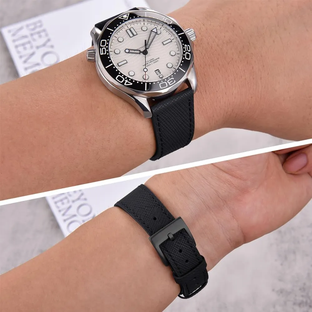 Grain Leather Watch Band - Quick Release Brushed Buckle Replacement Strap for Men - Choice of Width operate -18mm 19mm 20mm 21mm 22mm 23mm 24mm Top 
