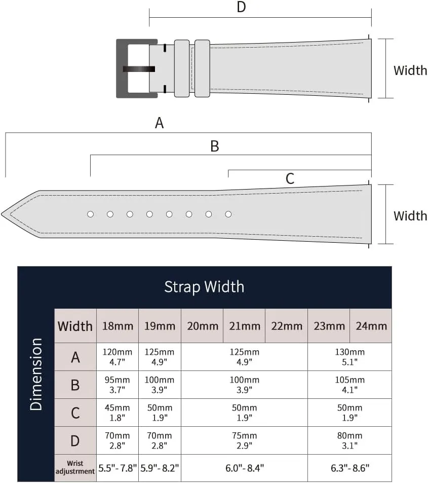 Grain Leather Watch Band - Quick Release Brushed Buckle Replacement Strap for Men - Choice of Width operate -18mm 19mm 20mm 21mm 22mm 23mm 24mm Top 