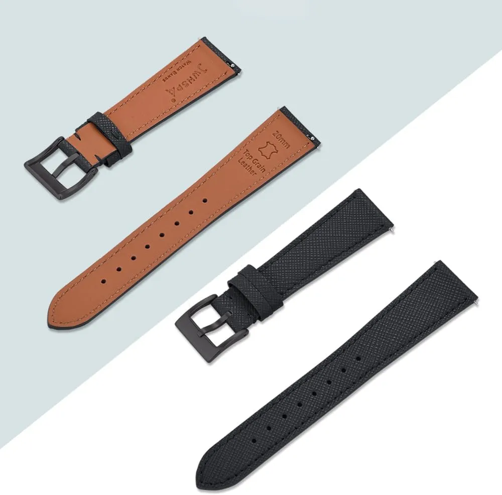 Grain Leather Watch Band - Quick Release Brushed Buckle Replacement Strap for Men - Choice of Width operate -18mm 19mm 20mm 21mm 22mm 23mm 24mm Top 