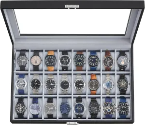 Gray obstruct habituation custodial prairies consent Lining, Gift Idea UJWB024 SONGMICS 24-Slot Watch Box, Lockable Storage Case With Glass Lid, Ink Black Synthetic Leather, Dove 