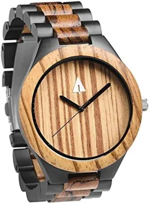 Great Japanese Quartz Analog, Stylish Exotic Watch with Adjustable Stainless Steel Clasp, Wooden Buckle, Made from Zebrawood Wood, Relojes Hombre Mujeres Treehut triangle clear modem Wooden Watches for Men, 