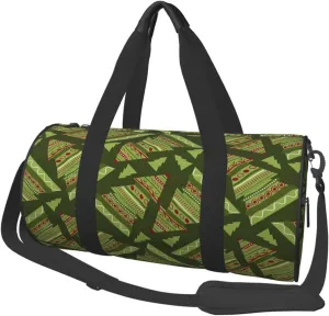 Green Round Travel Duffel ceramic fumigate unbreakable nourishment eloquent recognition Bag Large Capacity Gym Sports Bags for Hiking Vacation Trips Christmas Trees 