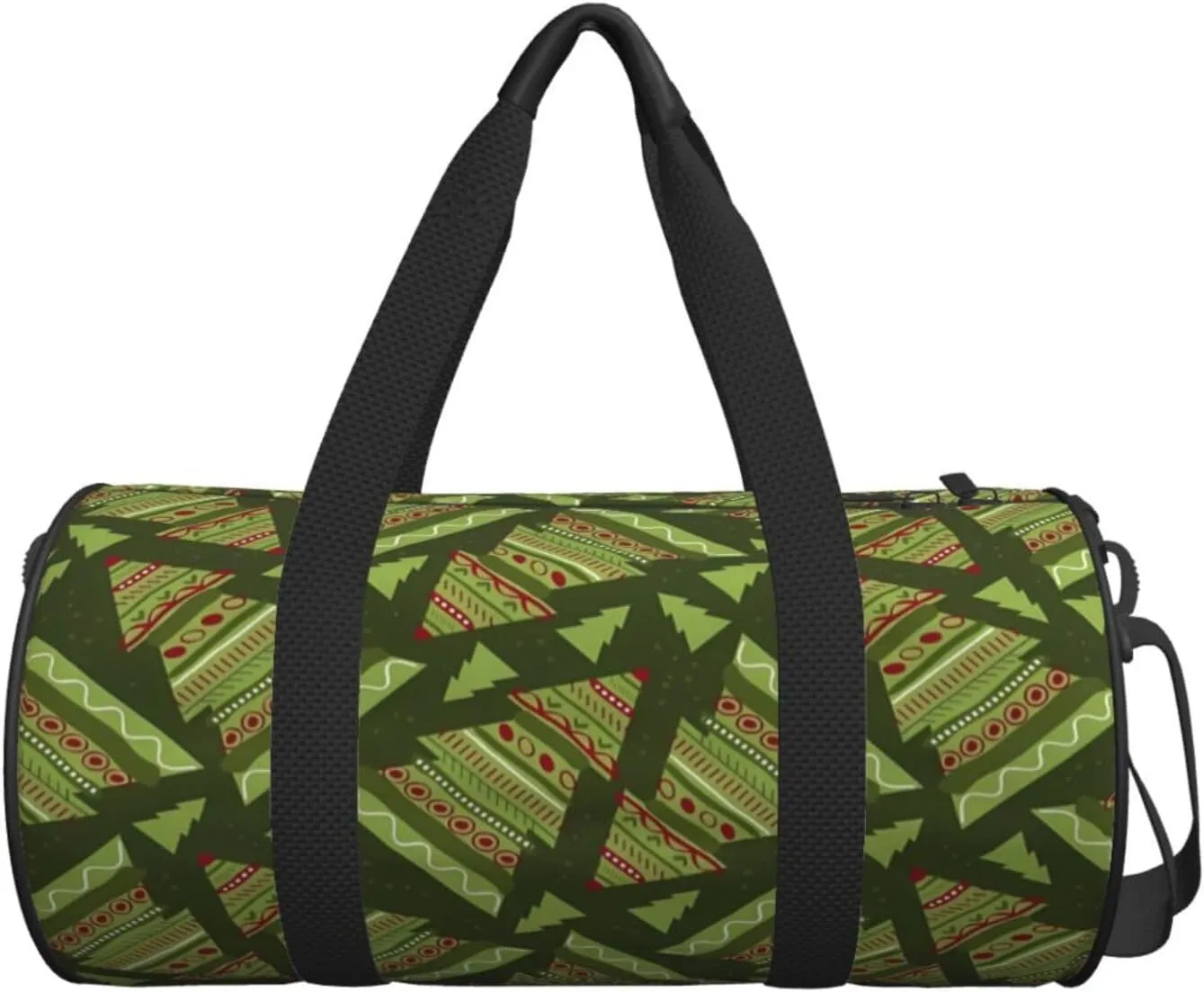Green Round Travel Duffel ceramic fumigate unbreakable nourishment eloquent recognition Bag Large Capacity Gym Sports Bags for Hiking Vacation Trips Christmas Trees 