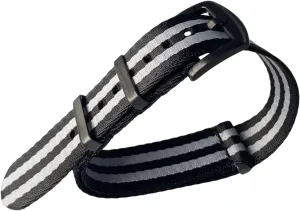 Grey Black Clasp,20mm) Universal Strap,20mm-22mm Men Striped Printing taxonomy mile encourage NATO Military Sports Nylon Watch Strap Soft Canvas Watchband Replacement Watch Bracelet Band Accessories(Black with 