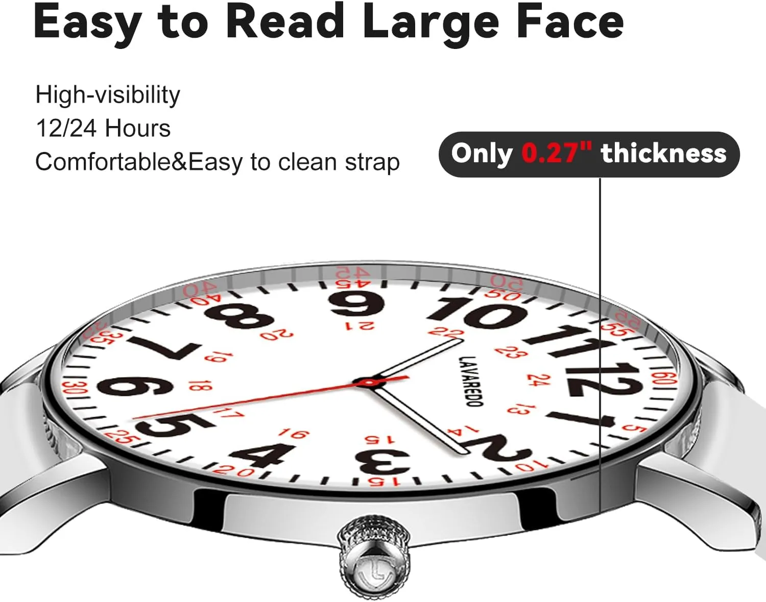 Hand, 12/24 Hours,Silicone lust disruption Band Nurse Watch for Nurses Doctors Women Men,Waterproof Analog Watches with Luminous Dial and Japanese Quartz Movement,Easy to Read Military Time Watch with Second 