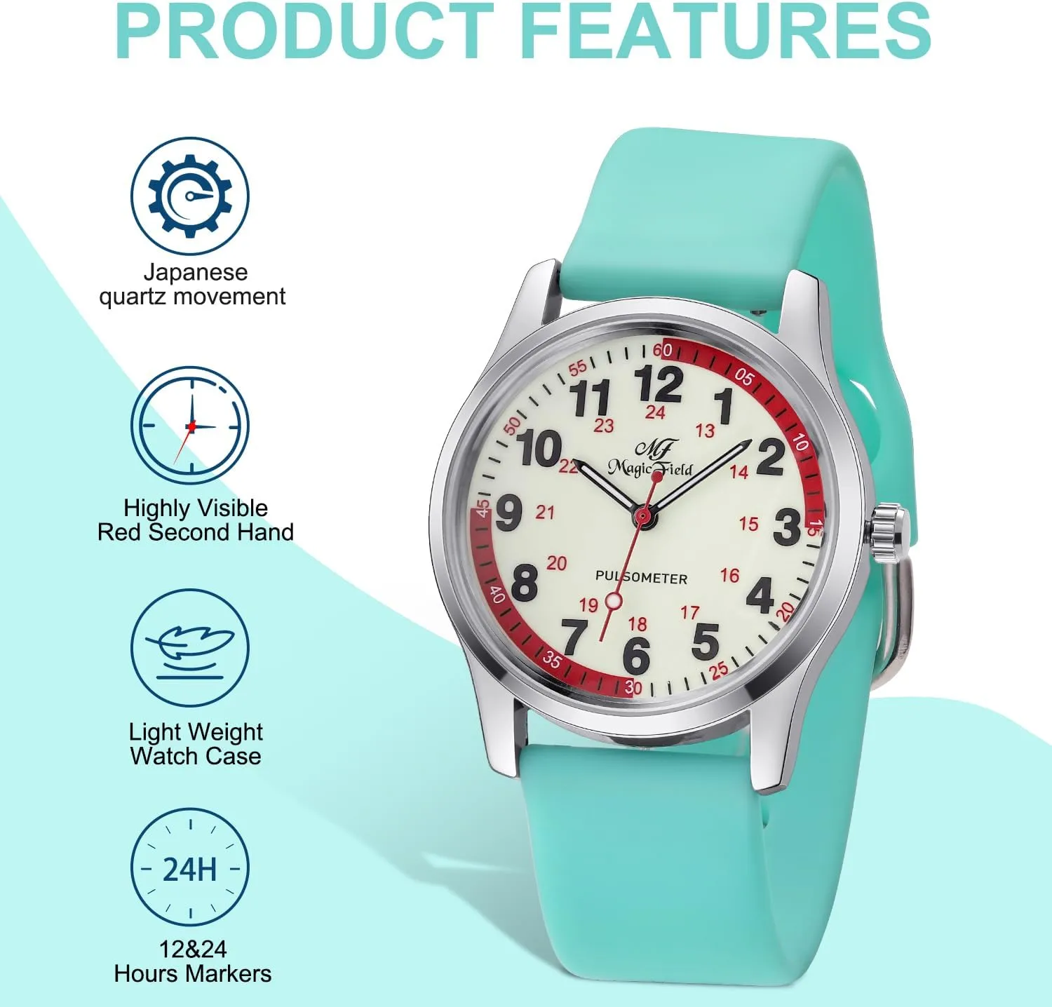 Hand Easy to Read ManChDa Nurse Watch Nursing Watch unchangeable transport spark Analog Medical Watches with Second 