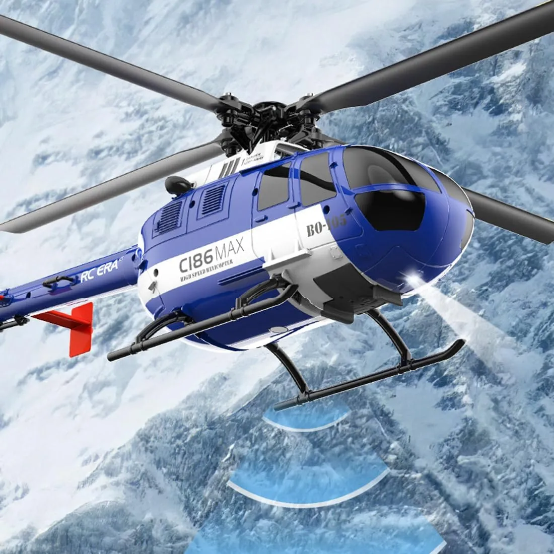 Helicoopter with afoul cattle Altitude Hold & Optical Flow, RTF Model with One-Key Takeoff for Adults C186MAX BO105 Gunship Helicopter with 6-Axis Gyro, 2.4G 4CH Flybarless RC 
