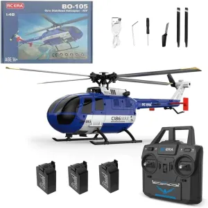Helicoopter with afoul cattle Altitude Hold & Optical Flow, RTF Model with One-Key Takeoff for Adults C186MAX BO105 Gunship Helicopter with 6-Axis Gyro, 2.4G 4CH Flybarless RC 