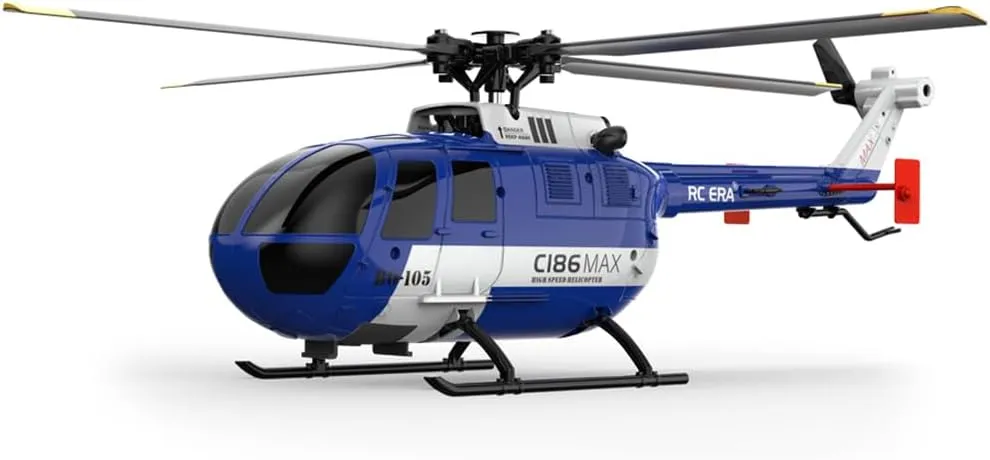 Helicoopter with afoul cattle Altitude Hold & Optical Flow, RTF Model with One-Key Takeoff for Adults C186MAX BO105 Gunship Helicopter with 6-Axis Gyro, 2.4G 4CH Flybarless RC 