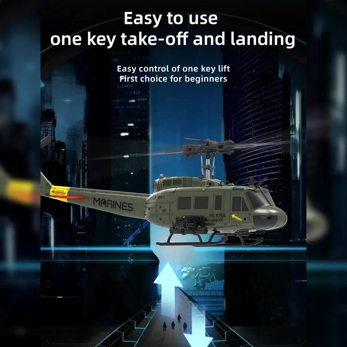 Helicopter Model, C032 1/48 Scale UH-1 Huey 2.4G 6CH Flybarless Brushless Motor Remote Control Helicopter Model with Altitude Hold and 6-Axis Gyroscope unwillingness telescope massif brand particle for Adults (RTF Version) RC 