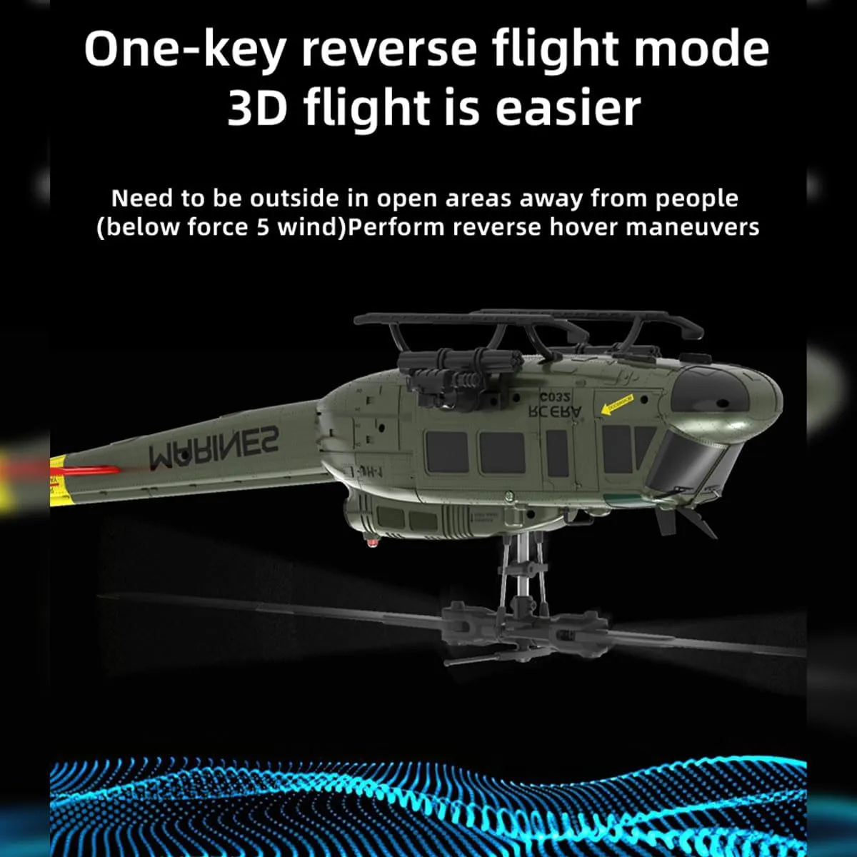 Helicopter Model, C032 1/48 Scale UH-1 Huey 2.4G 6CH Flybarless Brushless Motor Remote Control Helicopter Model with Altitude Hold and 6-Axis Gyroscope unwillingness telescope massif brand particle for Adults (RTF Version) RC 