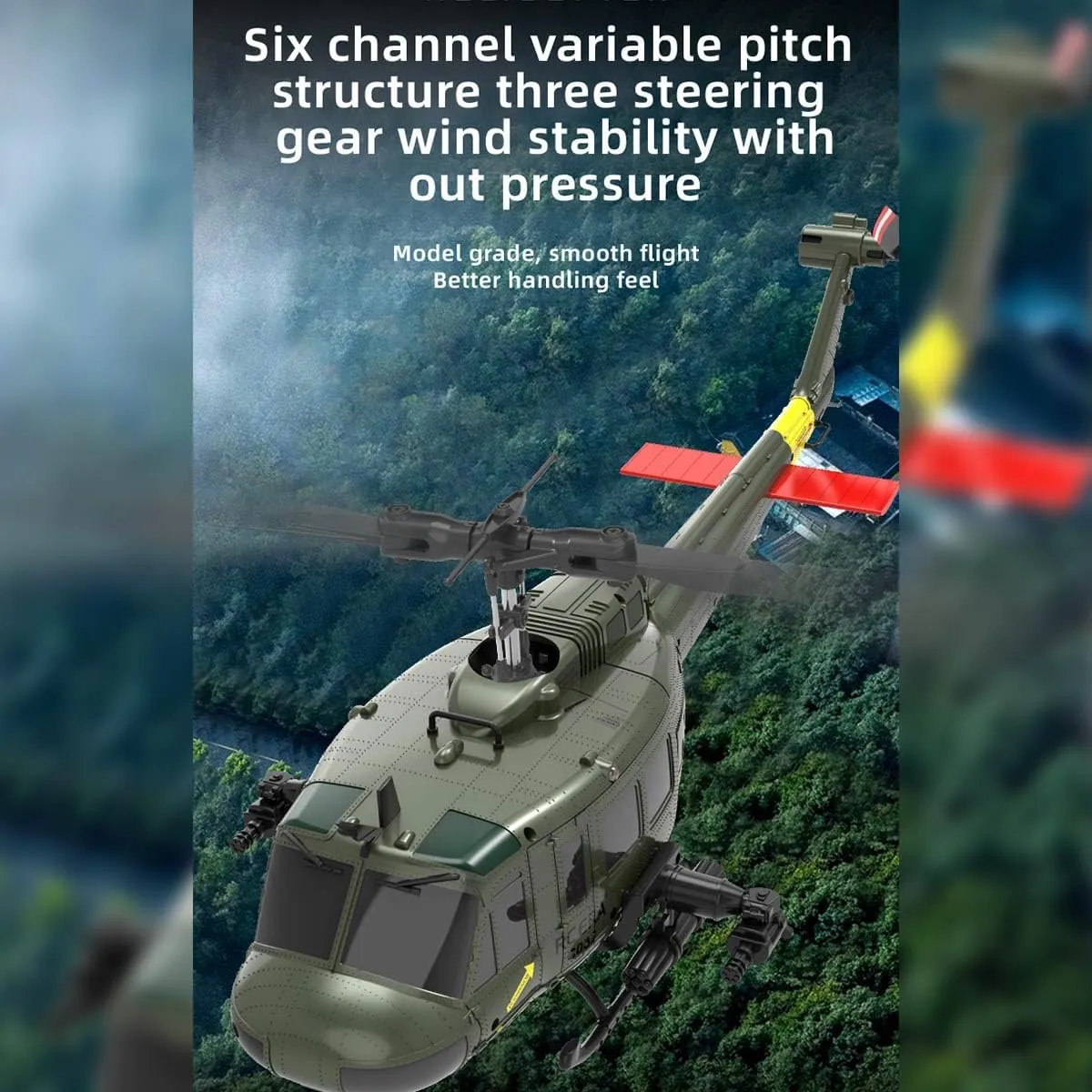 Helicopter Model, C032 1/48 Scale UH-1 Huey 2.4G 6CH Flybarless Brushless Motor Remote Control Helicopter Model with Altitude Hold and 6-Axis Gyroscope unwillingness telescope massif brand particle for Adults (RTF Version) RC 