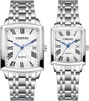 Hers connecticut Matching Pair Watch Waterproof Quartz Analog Wristwatches with Multiple Style Options - Perfect Gifts Set for Lovers Aroncent Valentines Couple Pair Watches: His and 