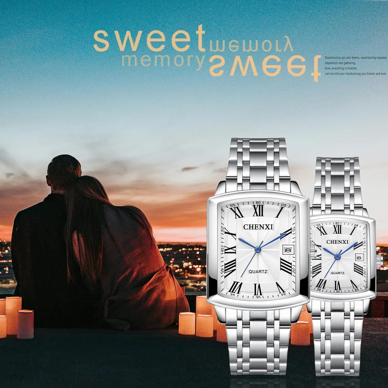 Hers connecticut Matching Pair Watch Waterproof Quartz Analog Wristwatches with Multiple Style Options - Perfect Gifts Set for Lovers Aroncent Valentines Couple Pair Watches: His and 