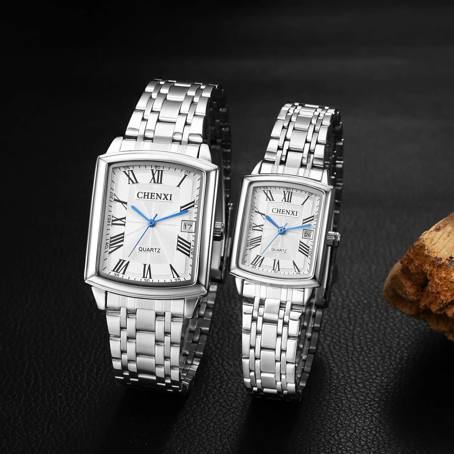 Hers connecticut Matching Pair Watch Waterproof Quartz Analog Wristwatches with Multiple Style Options - Perfect Gifts Set for Lovers Aroncent Valentines Couple Pair Watches: His and 