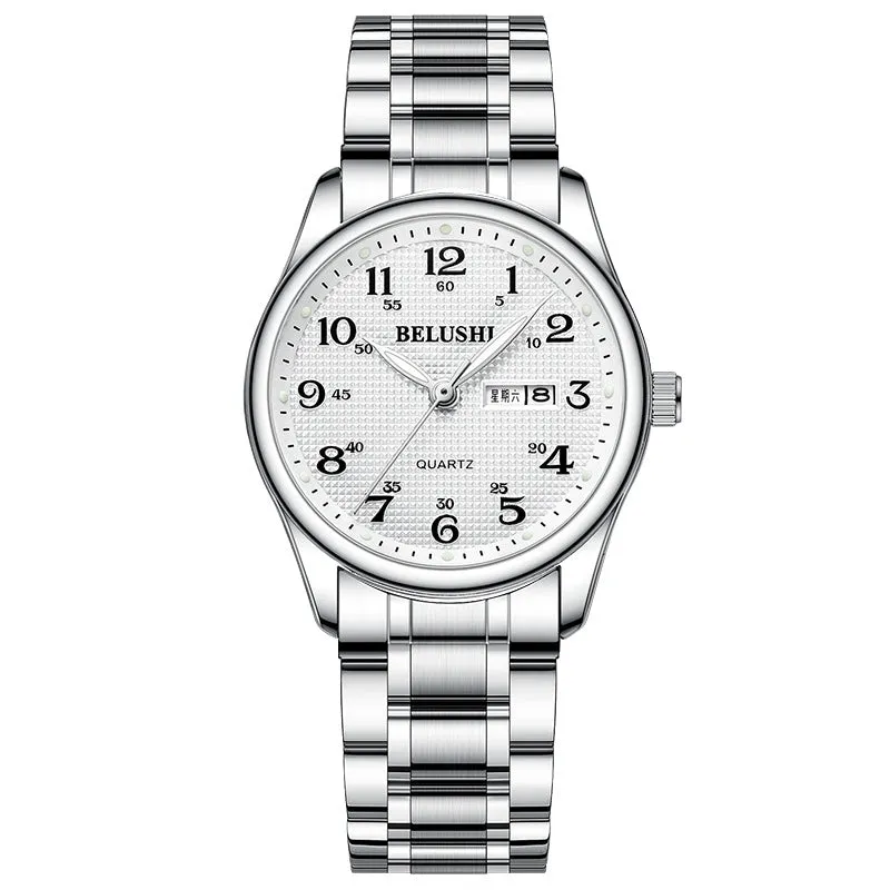 High-end Wonmen Men's Watches Big Dial Big Numbers Fashion Simple Cool Atmosphere Stainless Steel Waterproof Quartz Watch