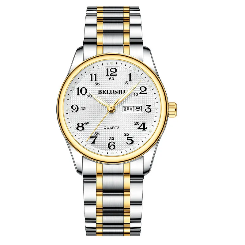 High-end Wonmen Men's Watches Big Dial Big Numbers Fashion Simple Cool Atmosphere Stainless Steel Waterproof Quartz Watch