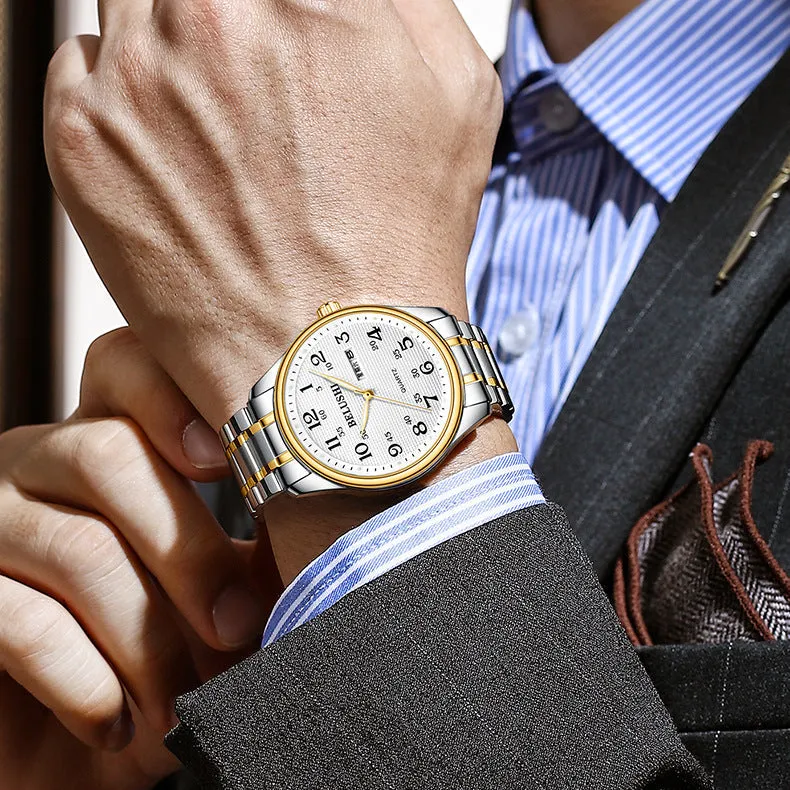 High-end Wonmen Men's Watches Big Dial Big Numbers Fashion Simple Cool Atmosphere Stainless Steel Waterproof Quartz Watch