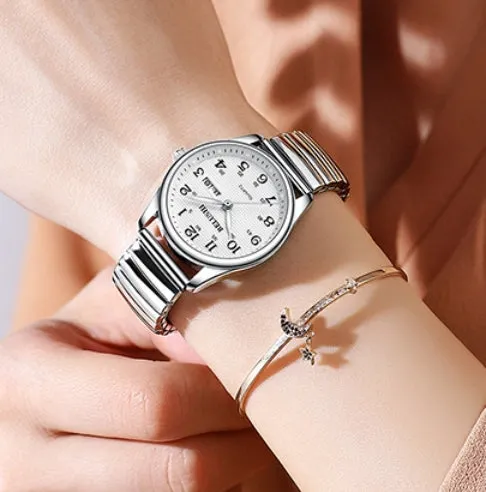 High-end Wonmen Men's Watches Big Dial Big Numbers Fashion Simple Cool Atmosphere Stainless Steel Waterproof Quartz Watch