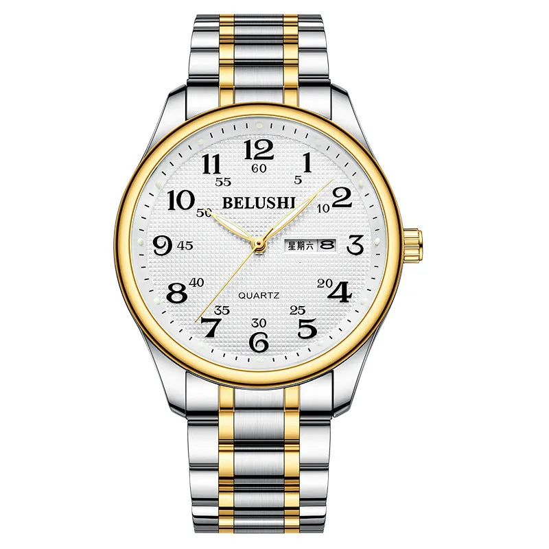 High-end Wonmen Men's Watches Big Dial Big Numbers Fashion Simple Cool Atmosphere Stainless Steel Waterproof Quartz Watch