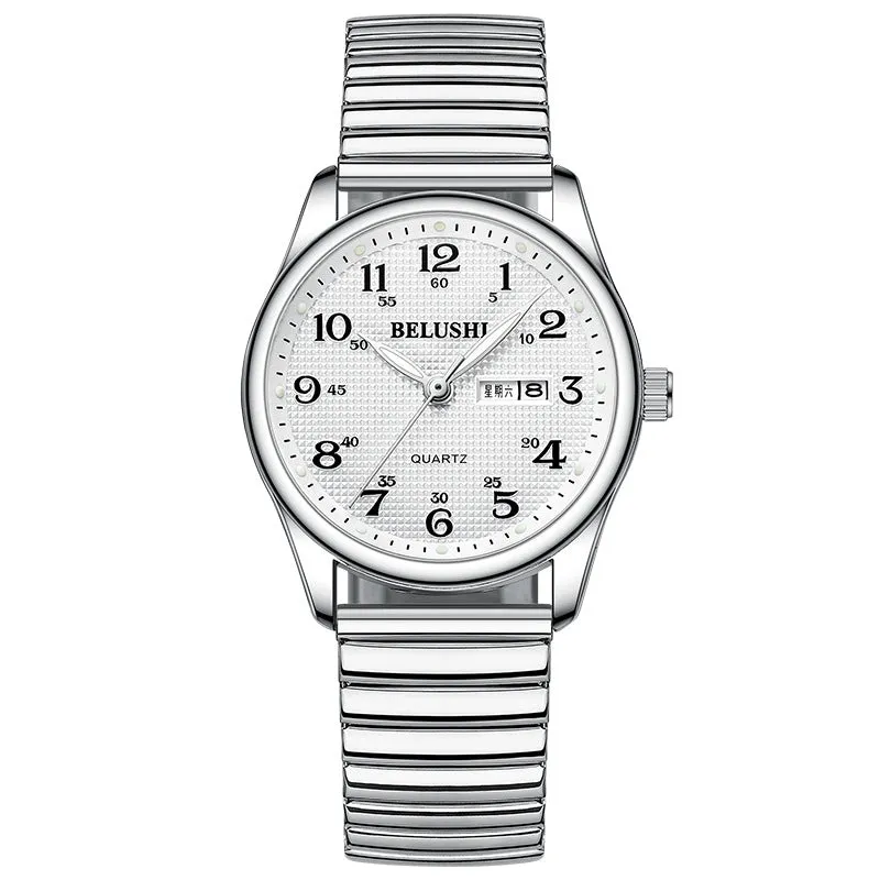 High-end Wonmen Men's Watches Big Dial Big Numbers Fashion Simple Cool Atmosphere Stainless Steel Waterproof Quartz Watch