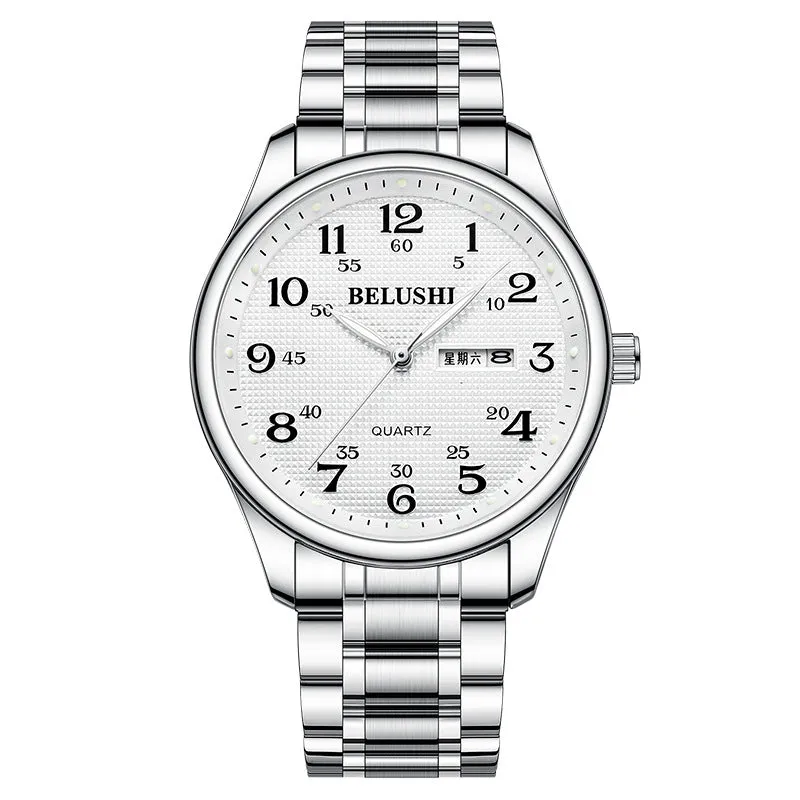 High-end Wonmen Men's Watches Big Dial Big Numbers Fashion Simple Cool Atmosphere Stainless Steel Waterproof Quartz Watch