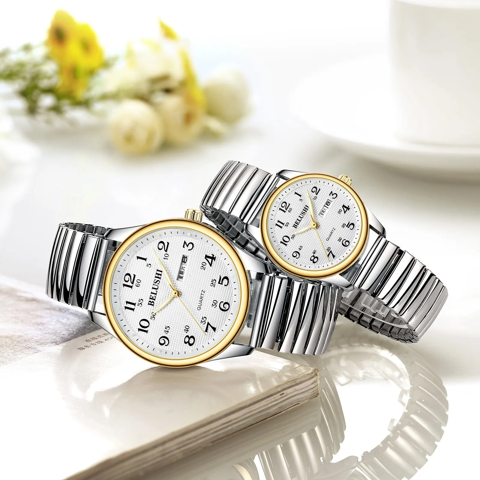 High-end Wonmen Men's Watches Big Dial Big Numbers Fashion Simple Cool Atmosphere Stainless Steel Waterproof Quartz Watch