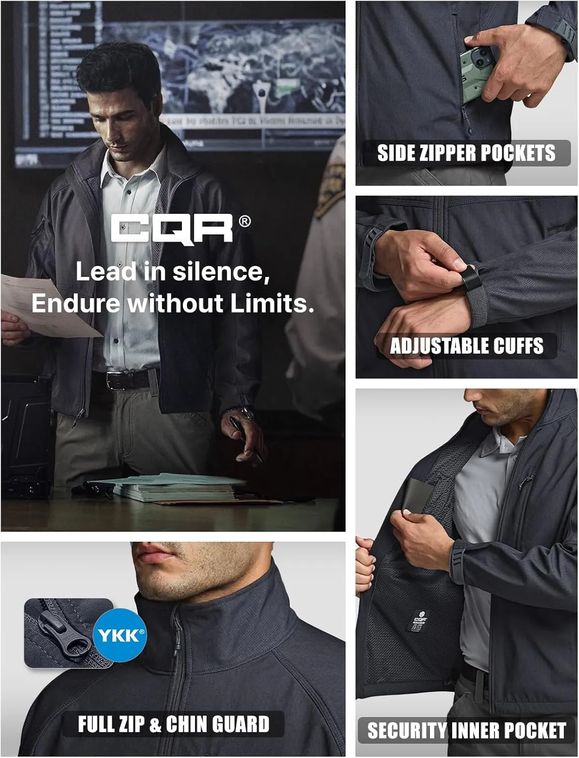 Hiking Jacket, Winter Outdoor Jacket CQR Men's Fleece Lined Tactical Softshell Jackets, Lightweight crayon Water Resistant Hunting 