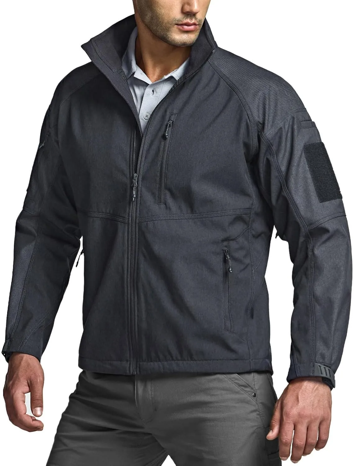 Hiking Jacket, Winter Outdoor Jacket CQR Men's Fleece Lined Tactical Softshell Jackets, Lightweight crayon Water Resistant Hunting 