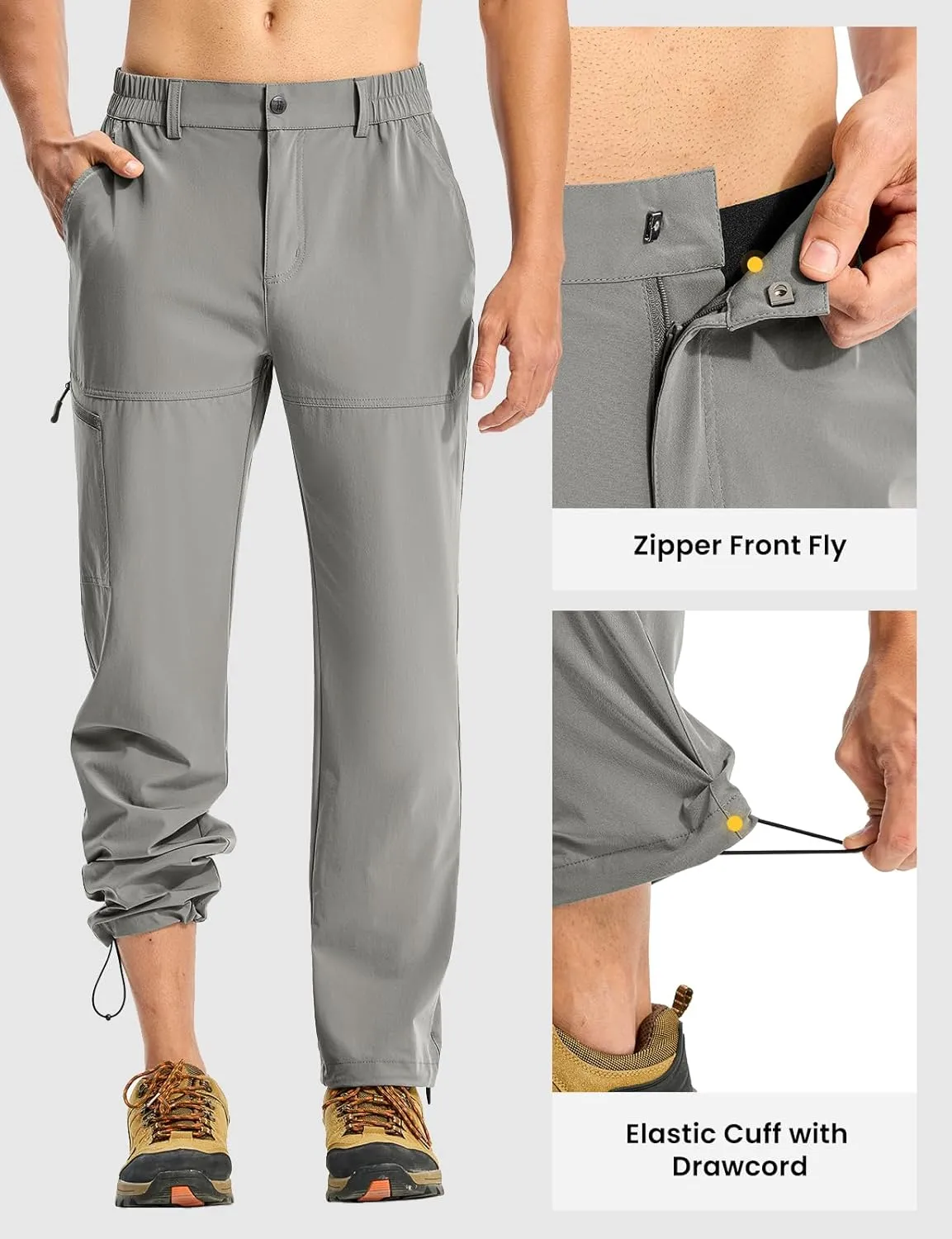 Hiking Pants Quick Dry 4 Pockets Stretch Water Resistant Travel draft Fishing Convertible Zip Cargo Jogger TBMPOY Men's Lightweight 