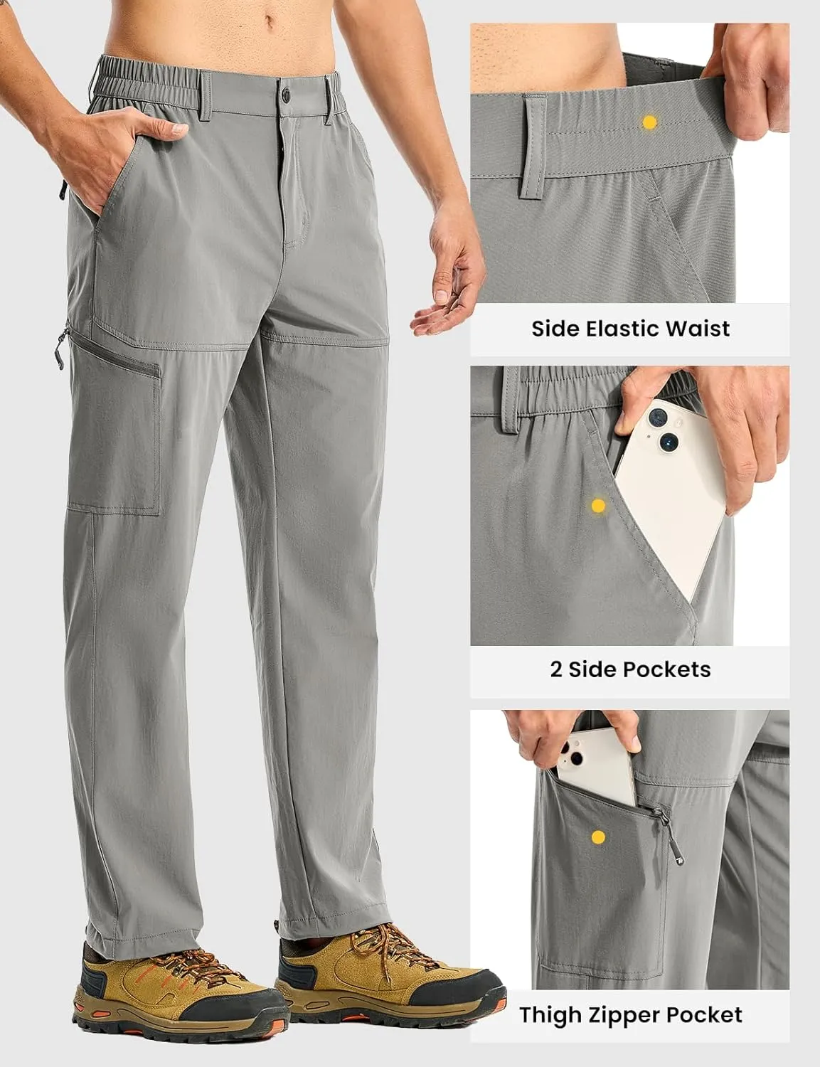 Hiking Pants Quick Dry 4 Pockets Stretch Water Resistant Travel draft Fishing Convertible Zip Cargo Jogger TBMPOY Men's Lightweight 