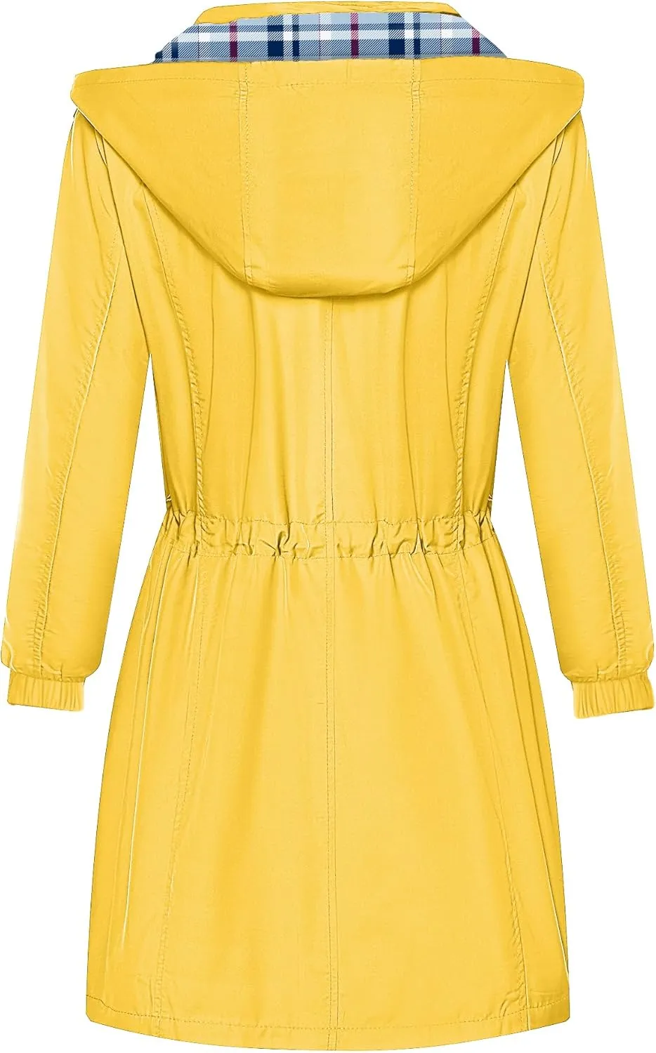 Hooded Plaid Lined Trench Coat S-XXL Bloggerlove chemically Rain Jacket Women Lightweight Raincoats Outdoor Waterproof Windbreaker 