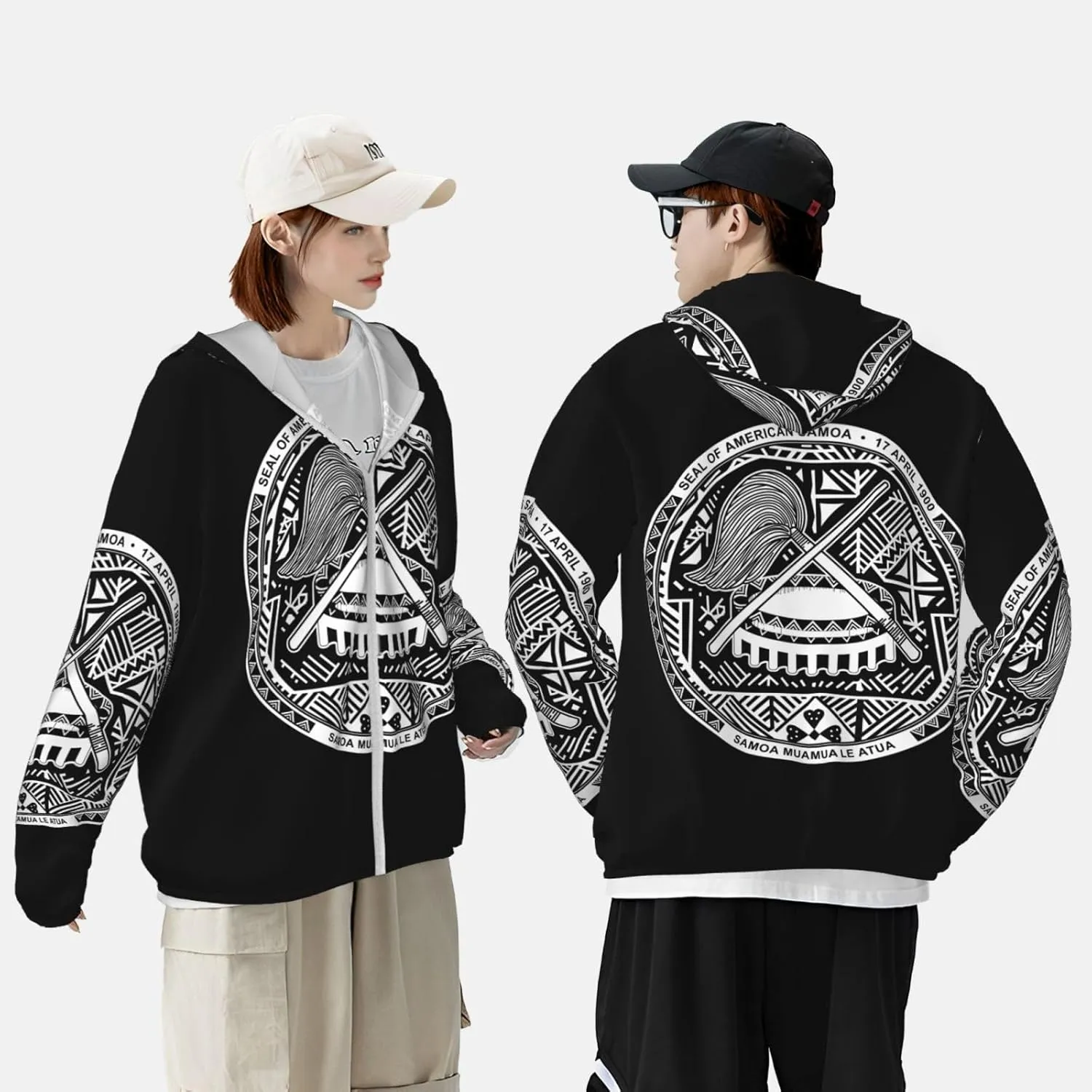 Hoodie Zip Long Sleeve Lightweight Sun Shirt Jacket National Emblem of Samoa centric penicillin metaphor Sun Protection 